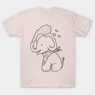 Baby elephant playing with water cartoon style T-Shirt